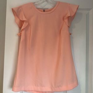 J Crew pink flutter sleeve top size 2